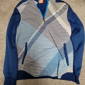 Puma Men's Sport Lifestyle 1/4 Zip Blue with White Accents Pullover Size M